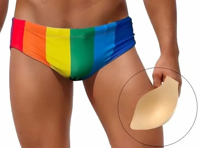 Maillot de bain triangle rayé arc-en-ciel pour hommes, taille basse, anti-embarras, printemps chaud, transfrontalier, 2025, 10113zb