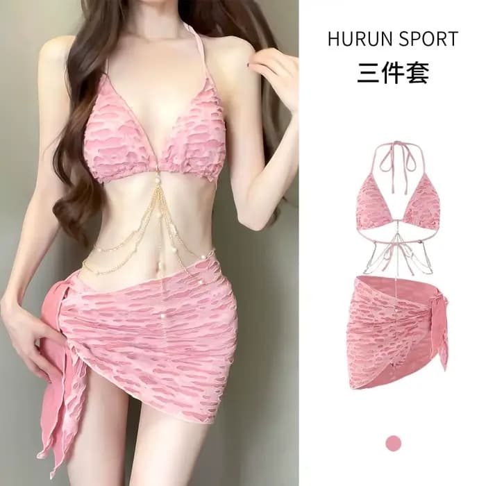 Maillot de bain Bikini, mignon, Style princesse, corps fendu, col suspendu, dos exposé, amincissant, Sexy, trempage, sources chaudes