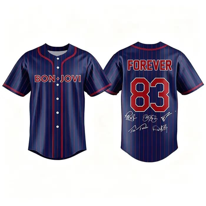 T-shirt unisexe à manches courtes boutonné Bon Jovi Forever Tour 2026, style décontracté d'été, pour hommes et femmes, imprimé