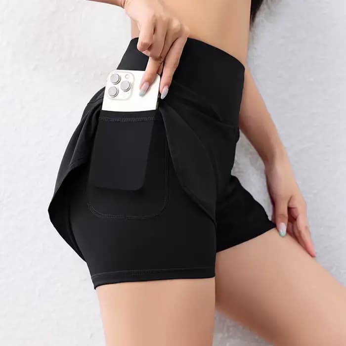 Short de course à séchage rapide pour femmes, couche de sport, taille élastique, short de sport actif avec poches, short de yoga