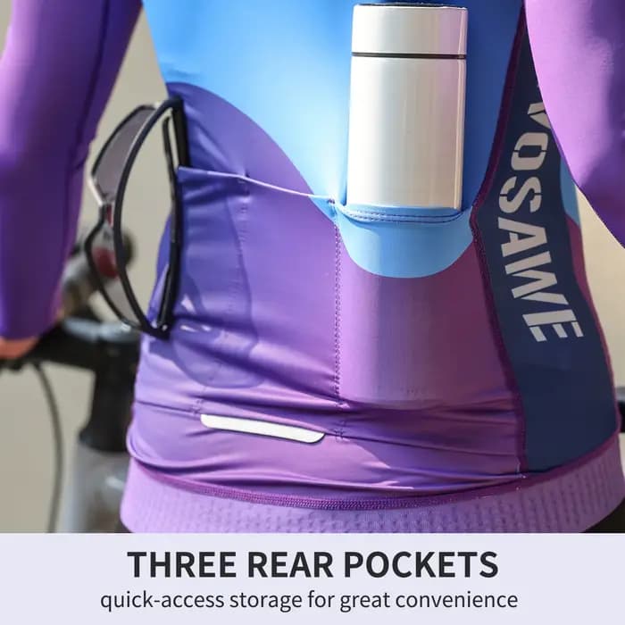 WOSAWE – maillot de cyclisme d'été, respirant, Protection solaire, manches longues, chemise de vélo pour femmes, vêtements de cyclisme avec 3 poches