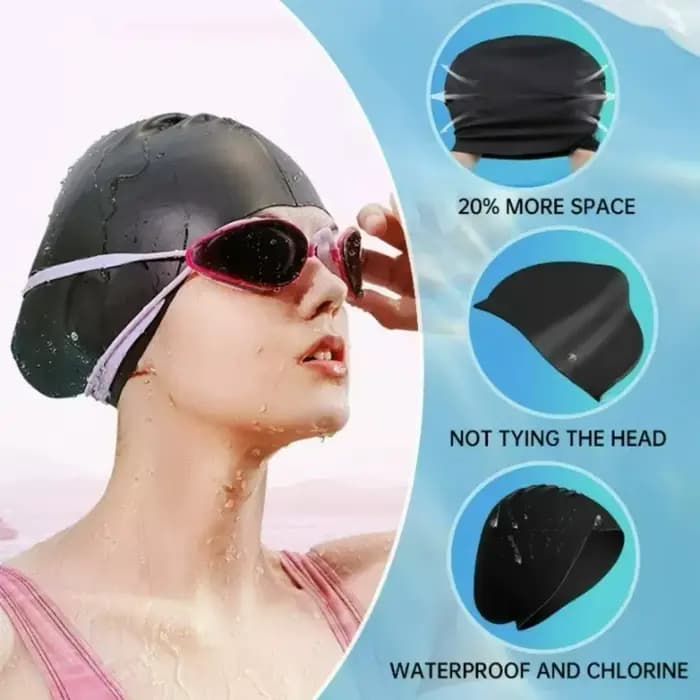 Bonnet de bain Extra Large en Silicone pour cheveux longs, bonnet de plongée professionnel étanche pour femmes et hommes, africain, surdimensionné