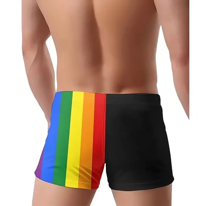 Short de bain à rayures arc-en-ciel pour hommes, maillot de bain moulant avec corde à nœud, vêtements de sport confortables pour la maison, nouvelle collection 2024