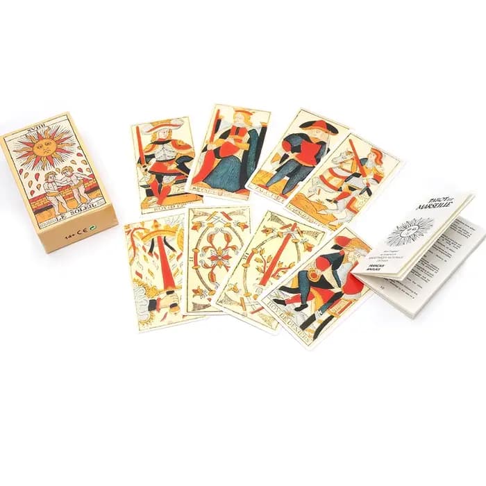 Tarot de Marseille : Jeu de cartes de tarot français avec livret, 78 cartes, édition française, jeu de société