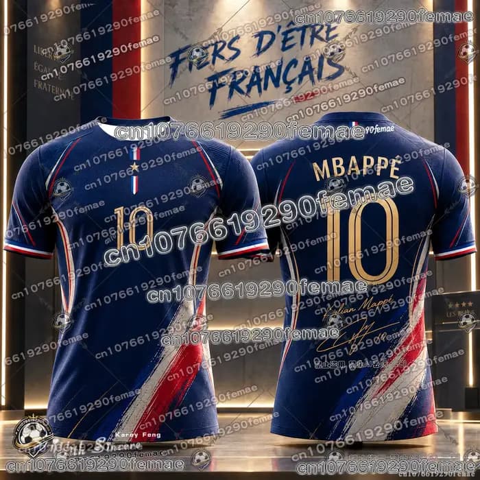 Maillot de football commémoratif France été pour enfants et adultes, garçons et filles, respirant, confortable, séchage rapide, sport décontracté