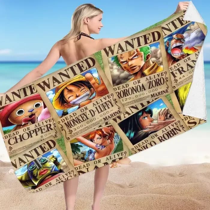 Serviette de plage Anime One Piece, serviette de bain d'été dessin animé Luffy, serviette de bain de voyage, serviette de plage à séchage rapide, cadeau