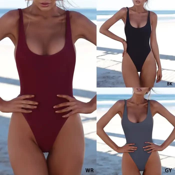 String Sexy une pièce maillot de bain solide femme