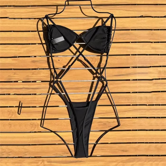 Maillot de bain micro bikini rose à sequins brillants