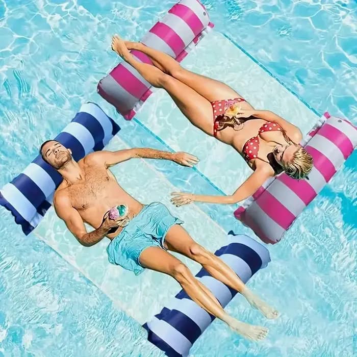 Chaises longues rayées haut de gamme pour piscine - Matelas de bain de soleil durables