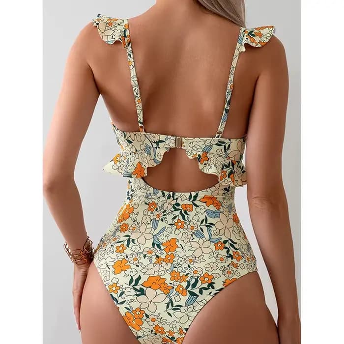 Maillot de bain une pièce Sexy, Monokini, élégant, bord à volants, col rond, séchage rapide, pour femmes, nouvelle collection 2025