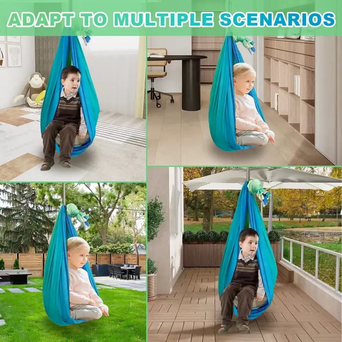 Balançoires sensorielles pour enfants Balançoire câlin confortable double couche avec 360 °   Le cintre pivotant peut contenir jusqu'à 200 lb pour adultes intérieur extérieur
