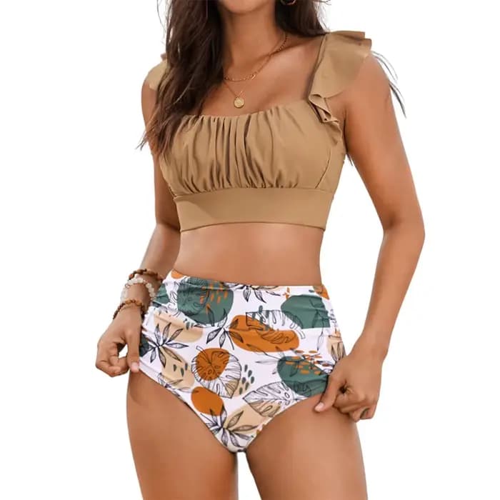 Ensemble Bikini 2 pièces taille haute pour femmes