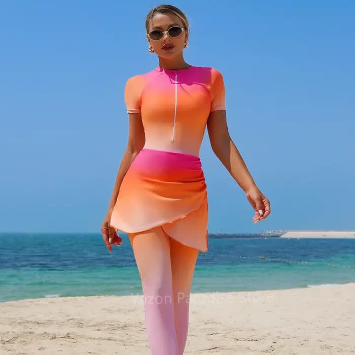 Nouveau maillot de bain modeste pour femmes à manches courtes Burkini