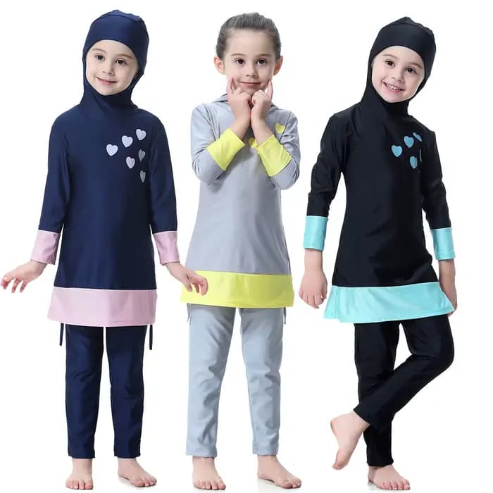Maillot de bain islamique pour filles musulmanes, joli hijab, vêtements de plage pour enfants, vêtements de natation marocains, vêtements de bain trempés