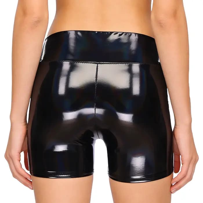 Shorts en PU effet mouillé pour femme
