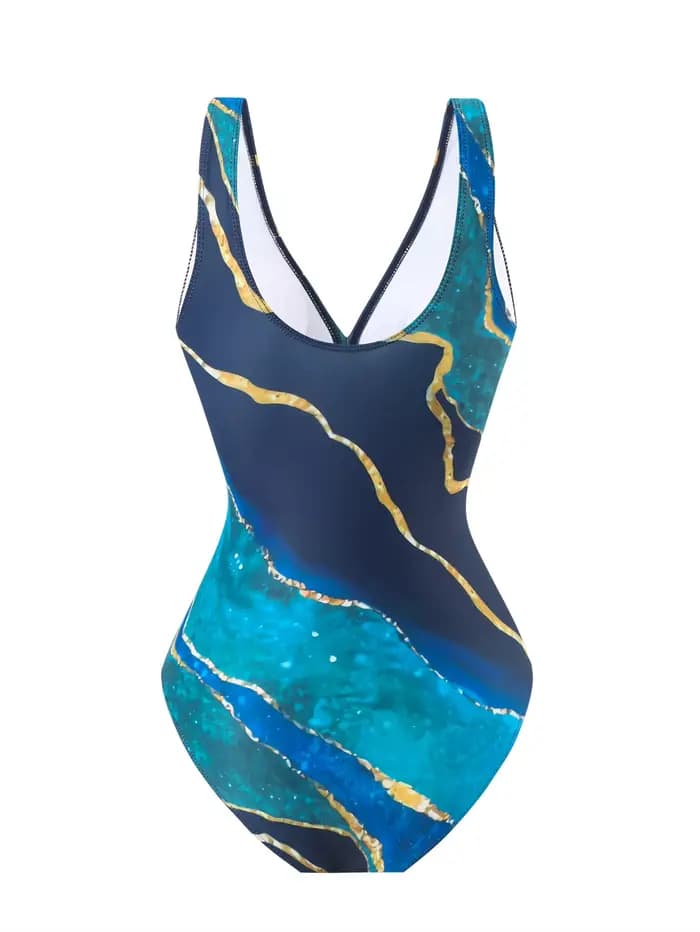 Maillot de bain une pièce pour femme avec col en V