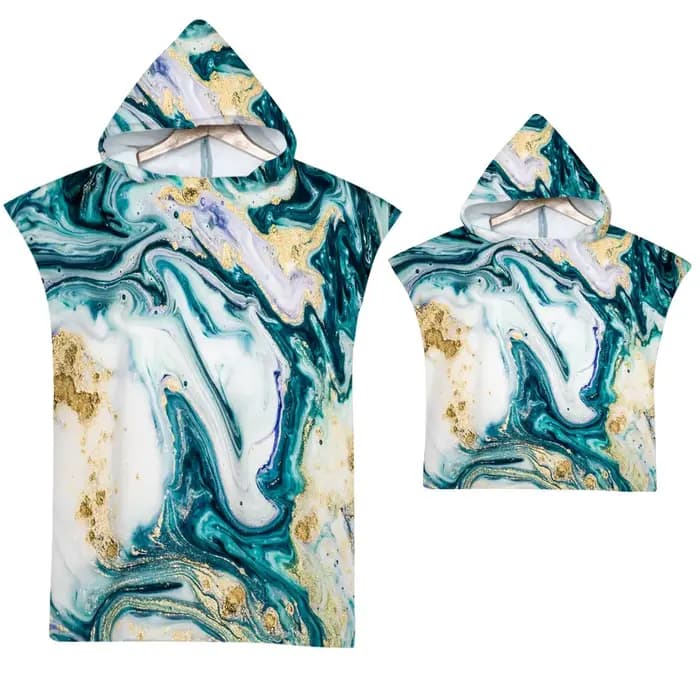 Serviette de plage en marbre de luxe pour adultes et enfants, combinaison à capuche Everak, poncho en microcarence, peignoir à séchage rapide, dorure, natation et surf, adulte et enfant