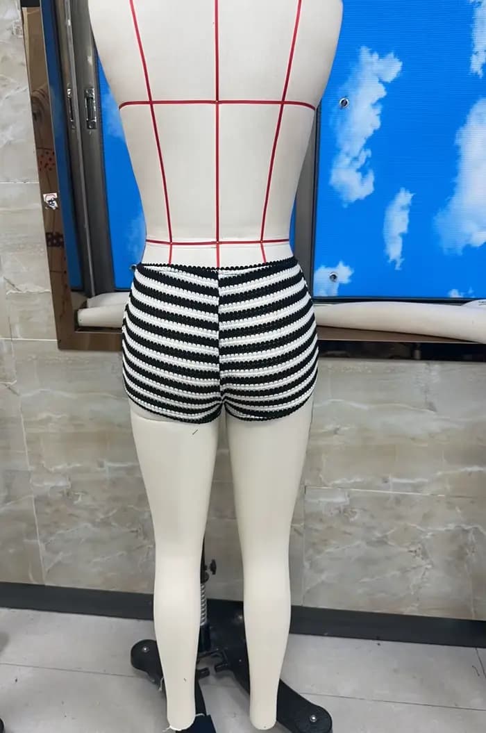 Shorts micro pour femmes, taille élastique, rayés, en crochet, taille basse, mode estivale, décontractés, mini-shorts