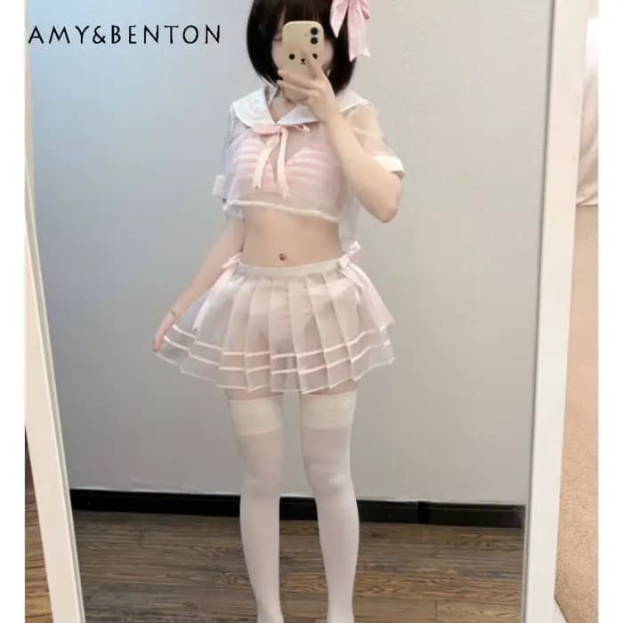 Nouveau Maillot de Bain Marin Rose Doux pour Femme, Ensemble Deux Pièces Rayé avec Bretelles au Cou et Culotte, Bikini Sexy pour l'Été