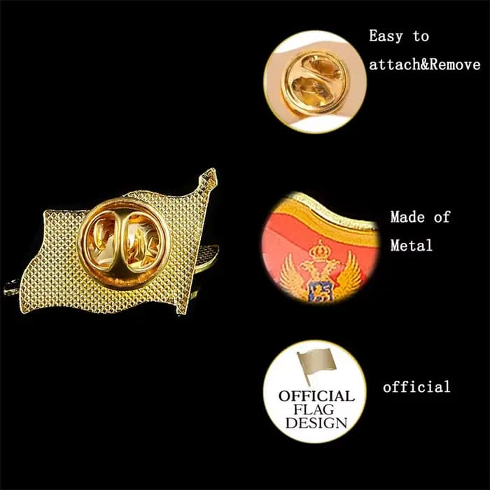 Broche de mode européenne monténégroise, broche de drapeau National, Badge en métal, bijoux, accessoires pour vêtements