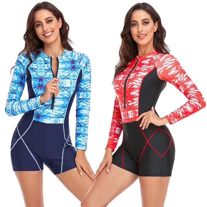 Maillot de bain une pièce imprimé à manches longues pour femmes