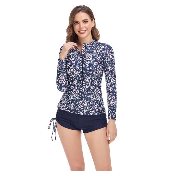 Grand maillot de bain à manches longues, tankini de surf, grande taille, sport, plage, deux pièces
