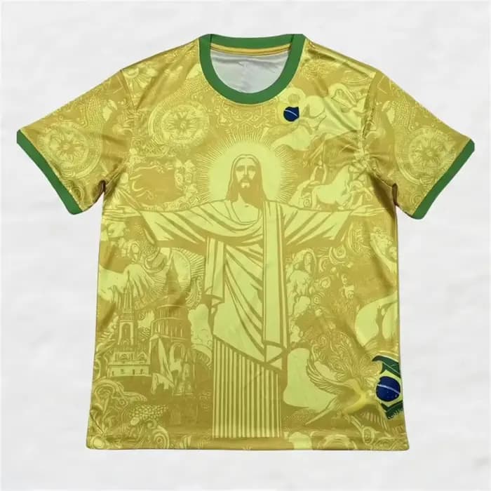 Maillot de football d'entraînement d'été Brésil édition spéciale Jesus noir gris pour hommes et femmes, t-shirts d'extérieur à séchage rapide