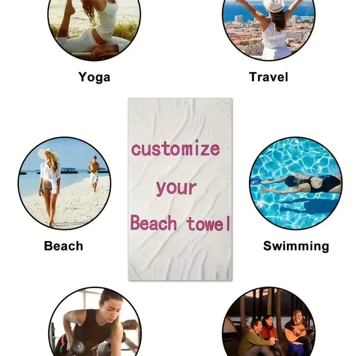 Serviette de plage de bain avec Photo personnalisée 3D
