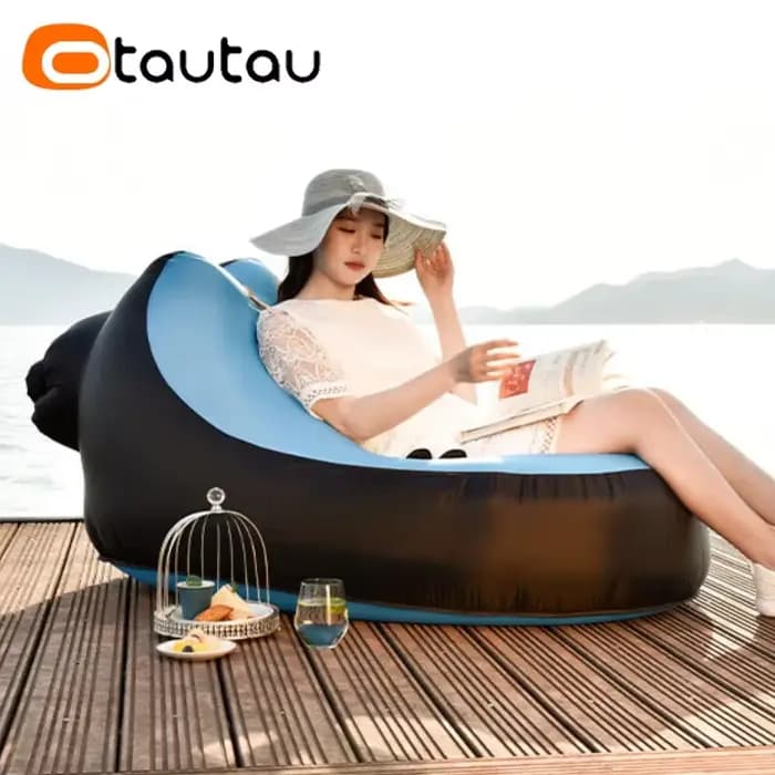 OTAUTAU-Chaise longue gonflable portable, canapé de camping en plein air, pouf confortable, pouf, jardin, plage, piscine, chaise longue inclinable SF112