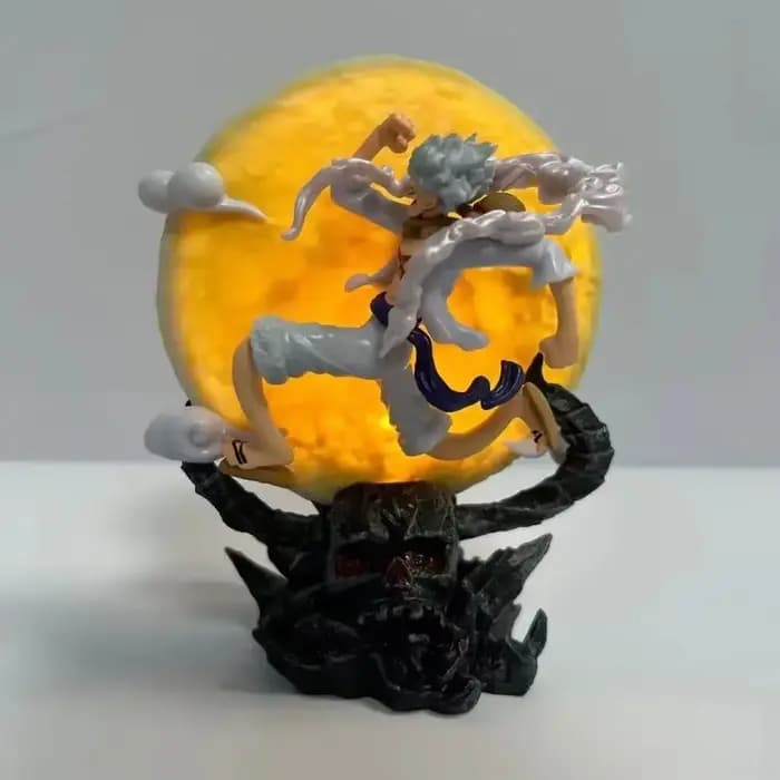 Figurine d'anime One Piece, Luffy Gear 5, volant vers la lune avec lumière lunaire, figurine d'action en PVC, décorations, jouets de collection