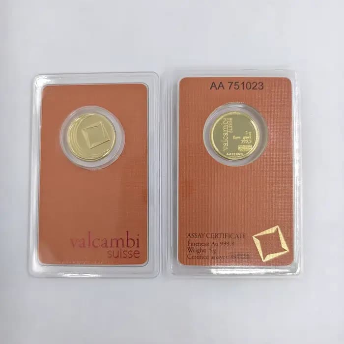 Orange 5g 20g 100g Barre plaquée or VB de haute qualité, non magnétique, lingot plaqué or, emballage scellé, objets de collection, cadeau d'affaires