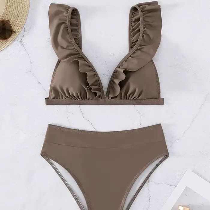 Maillot de bain deux pièces à volants pour femmes