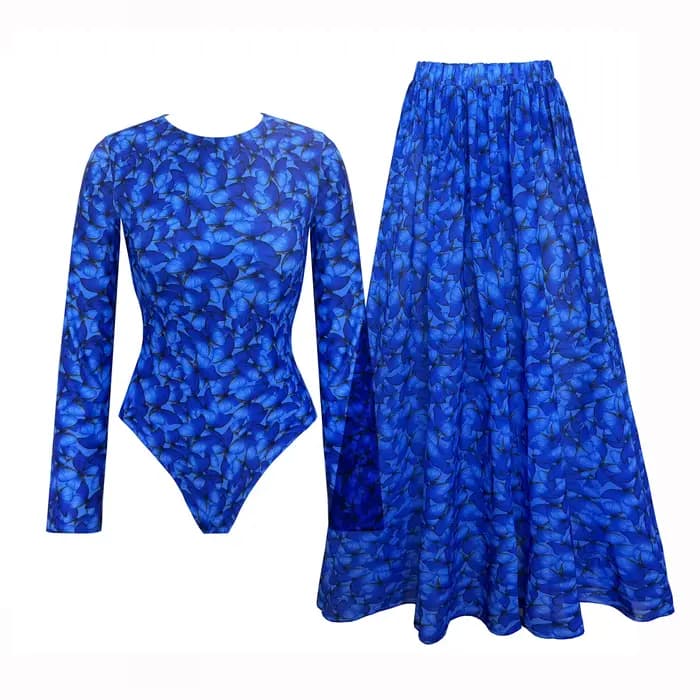 Maillot de bain imprimé Floral à manches longues
