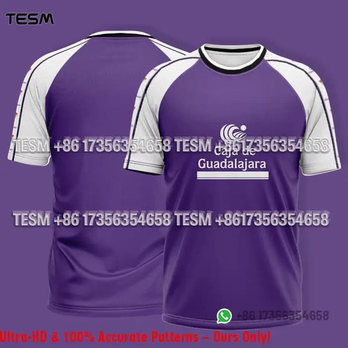 Maillot de football rétro TESM pour homme, style Guadalajara, violet et blanc, manches raglan, respirant, vintage, pour supporter et entraînement sportif
