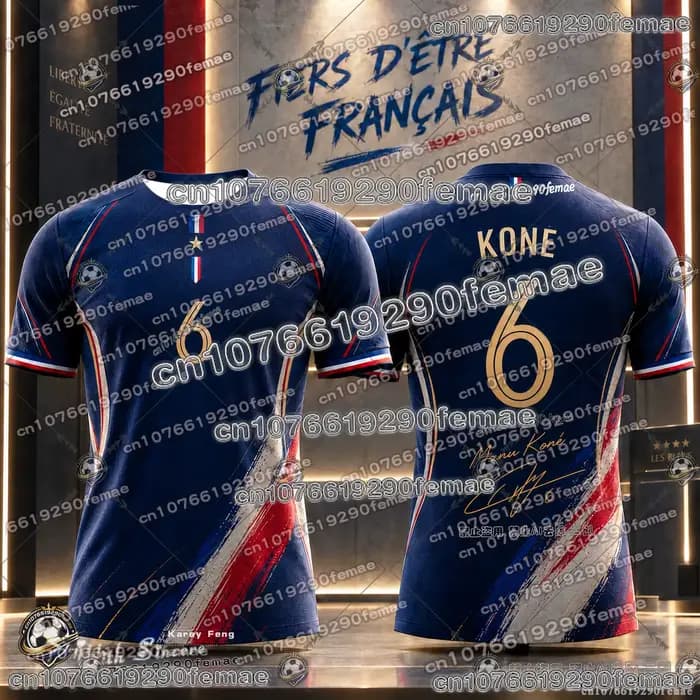 Maillot de football commémoratif France été pour enfants et adultes, garçons et filles, respirant, confortable, séchage rapide, sport décontracté