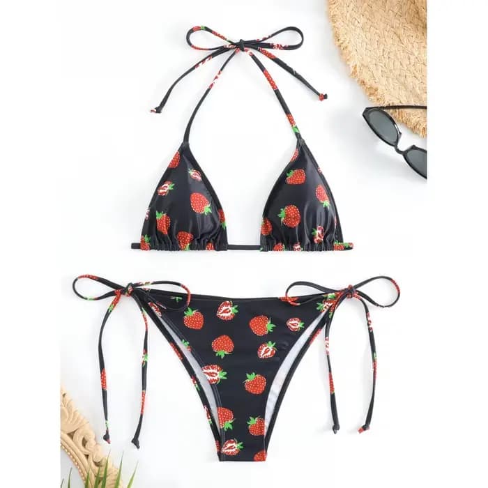 2025 Maillot de bain bikini imprimé fraises sexy