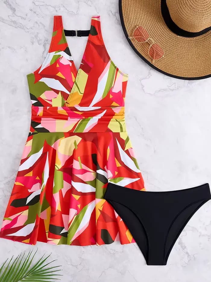 Maillot de bain deux pièces tankini imprimé pour femme 2026 – Robe de plage
