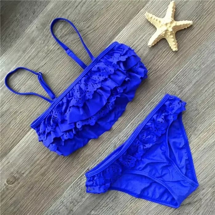 Maillot de bain deux pièces pour filles, bikini, ensemble deux pièces, uni, amissié, tankini, pour enfants et adolescents