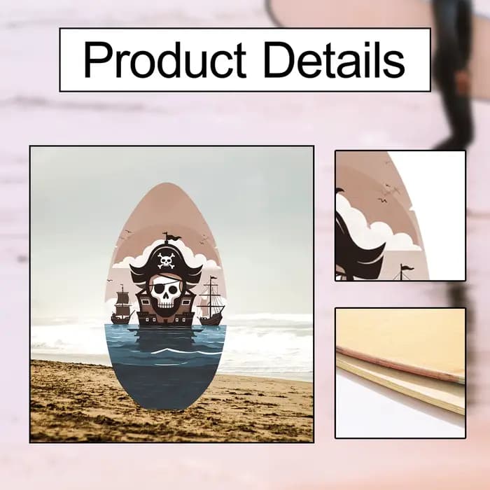 Planche de surf de plage de 35 pouces, planche de sable de plage, corps en bois avec revêtement brillant pour Sports aquatiques en plein air, surf
