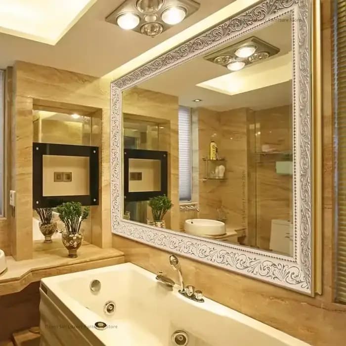 Miroir de salle de bains au Designs sculptés de Style européen, miroir de salle de bains mural nordique résistant à l'humidité, meubles de maison Arredo Bagno FYBC