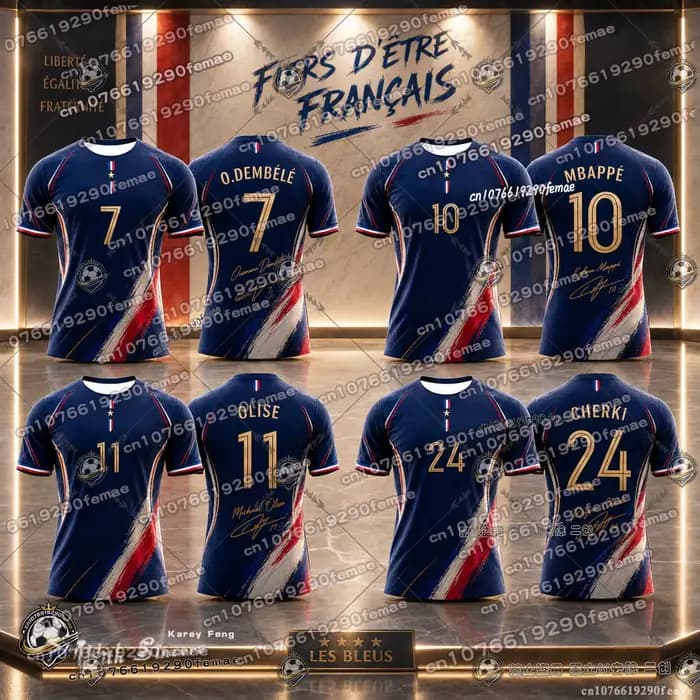 Maillot de football commémoratif France été pour enfants et adultes, garçons et filles, respirant, confortable, séchage rapide, sport décontracté