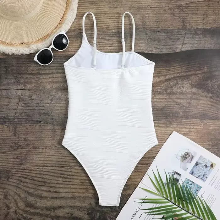 Maillot de bain une pièce sexy côtelé, solide, irrégulier, bikini, haut, fort, costume, tenues de plage, body, tankini