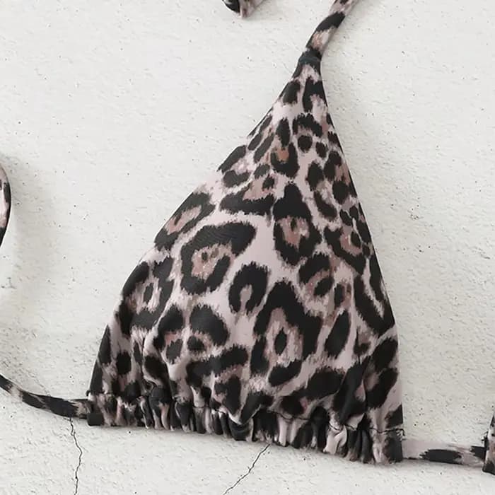 Haut de bikini sexy léopard à dos nu pour femme, maillot de bain de plage pour les vacances, biquinis brésiliens