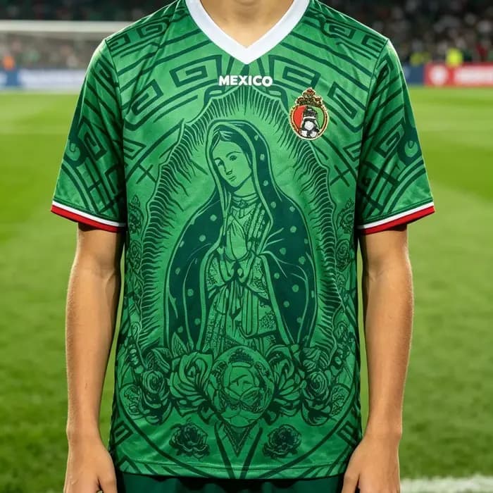 Maillot de football Mexique Guadalupe pour hommes, t-shirt pour femmes, haut pour garçons, t-shirt pour enfants, col en V, séchage rapide, manches courtes, t-shirt pour enfants