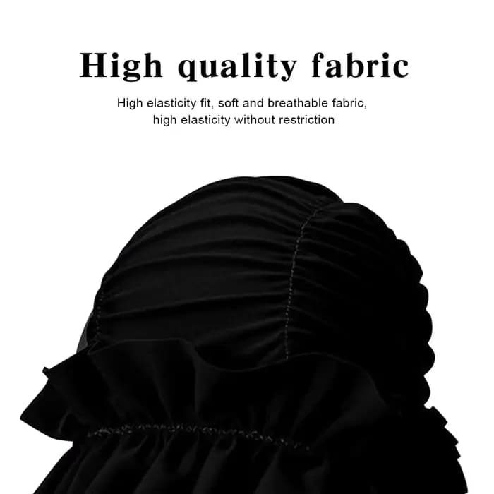Bonnet de bain plissé pour femmes, bonnet de bain en nylon, bonnet de douche confortable, protection des oreilles, maintien de la coiffure pour cheveux longs ou courts