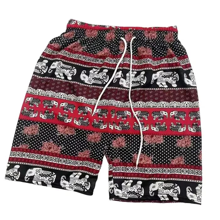Short de plage pour hommes et femmes, short d'été, style bohème, imprimé 3D, motif éléphant, pantalon court, baggy, hippicopter, pour voyage