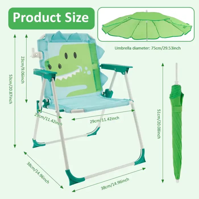 Chaise de plage pliable pour enfants avec parasol, légère, pour pique-nique, camping, résistante au vent, chaise longue de plage