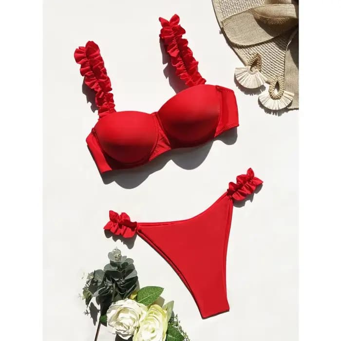 Push Up Bikini ensemble femmes maillots de bain Sexy froncé jarretelle maillot de bain Micro Bikini 2025 nouveau deux pièces maillots de bain Biquini femme