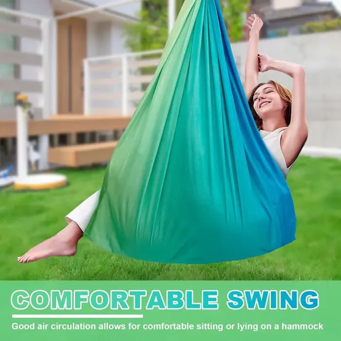 Balançoires sensorielles pour enfants Balançoire câlin confortable double couche avec 360 °   Le cintre pivotant peut contenir jusqu'à 200 lb pour adultes intérieur extérieur
