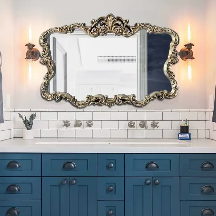 Miroir De maquillage De luxe nordique mural esthétique salle De bains or miroir De maquillage Vintage grand particulier De Cuerpo complet décoration De la maison